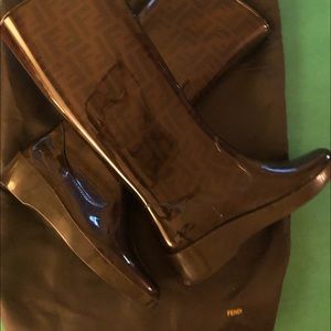 Fendi Monogram Rain boots with original Fendi bag
